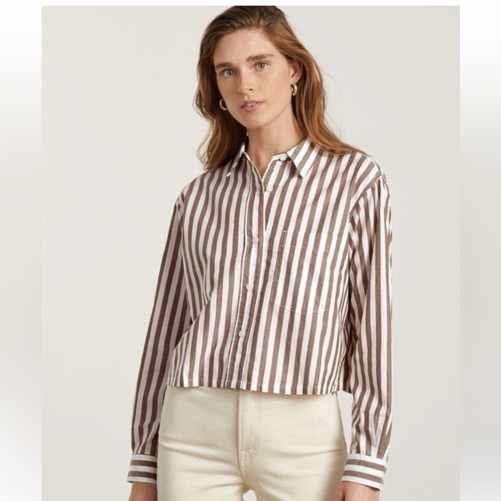 Everlane cropped striped button down